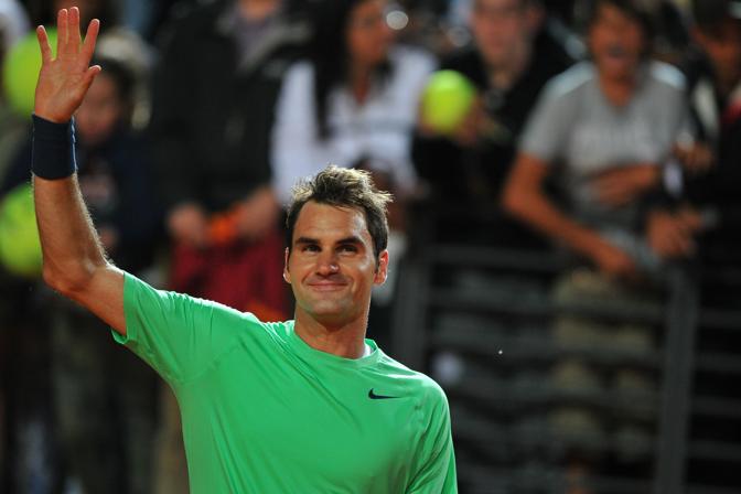 L'esultanza di Federer. Afp